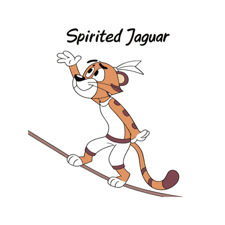 Jaguar Slacklining with Grace and Balanceのイラスト素材