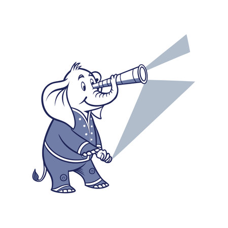 Elephant's Tranquil Astronomy Nightのイラスト素材