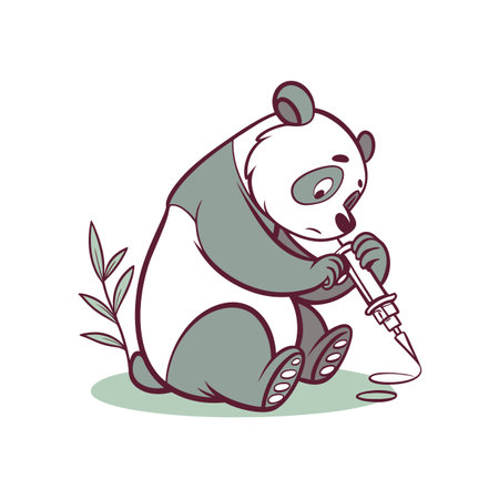 Panda Tattooing with Precisionのイラスト素材