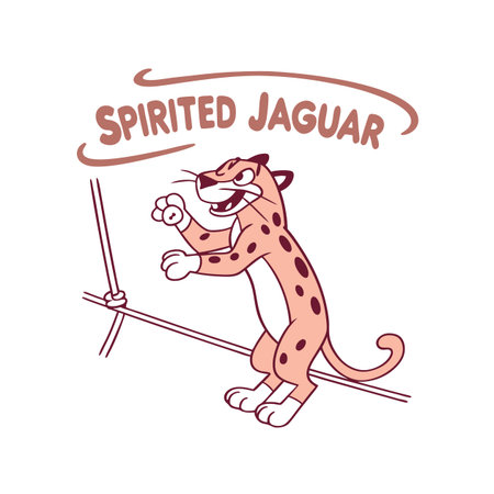 Energetic Jaguar Displaying Slacklining Skillsのイラスト素材