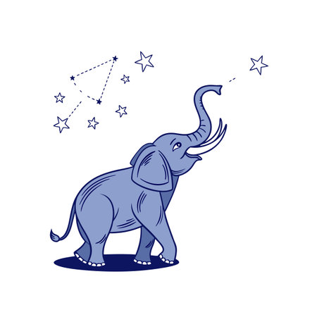 Elephant's Exciting Astronomy Explorationのイラスト素材