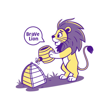 Trembling Lion Engaged in Beekeepingのイラスト素材