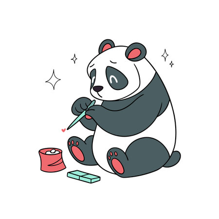 Shivering Panda Painting Nailsのイラスト素材