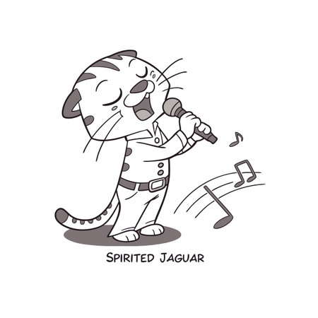 Jaguar Busking with Music in Funのイラスト素材