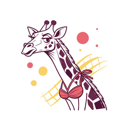 Vibrant Giraffe Practicing Calligraphyのイラスト素材