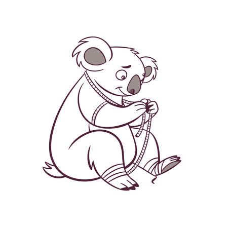 Eager Koala Making Jewelryのイラスト素材