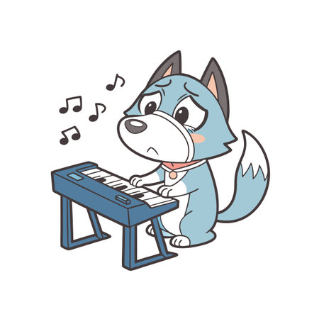 Husky's Exciting Piano Journeyのイラスト素材