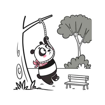 Inactive Panda at the Parkのイラスト素材