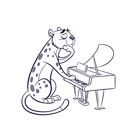 Jaguar's Joyful Piano Adventureのイラスト素材