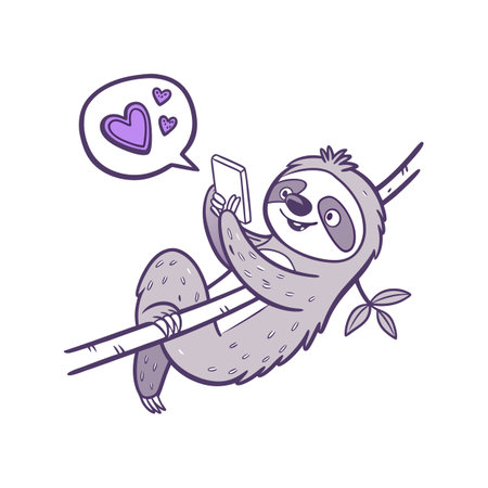 Faint Sloth on Social Media Vector Illustrationのイラスト素材