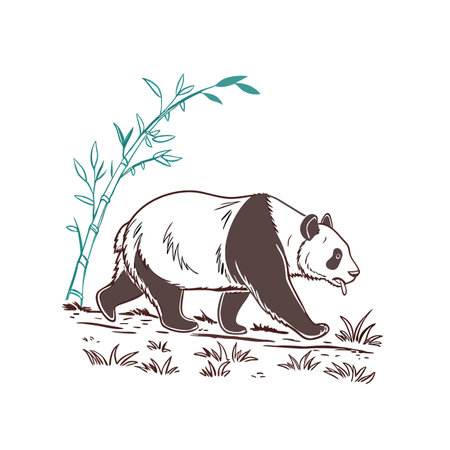 Distressed Panda on a Walk Vector Illustrationのイラスト素材