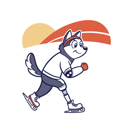 Illustration of Fit Husky Ice Skatingのイラスト素材