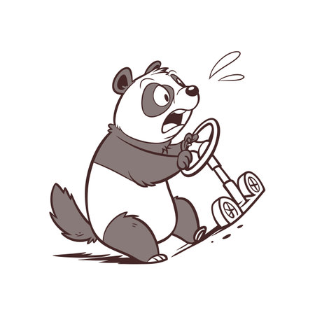 Energized Panda in Driving Adventureのイラスト素材