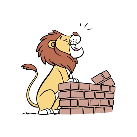 Brave Lion Hunting Vector Illustrationのイラスト素材