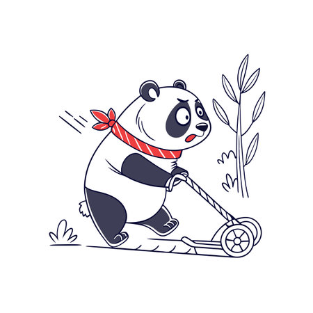 Energized Panda Driving in Illustrationのイラスト素材