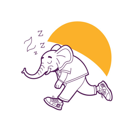 Asleep Elephant in Inline Illustrationのイラスト素材