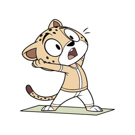 Tired Cheetah Engaged in Yoga Vector Illustrationのイラスト素材