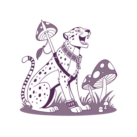 Muddled Cheetah in Mushroom Environmentのイラスト素材