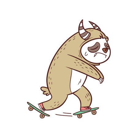 Bruised Sloth Skating Illustration for Creative Designsのイラスト素材