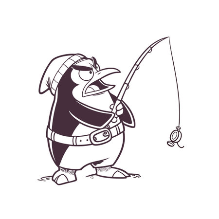 Well-Rested Penguin Enjoying Fishingのイラスト素材