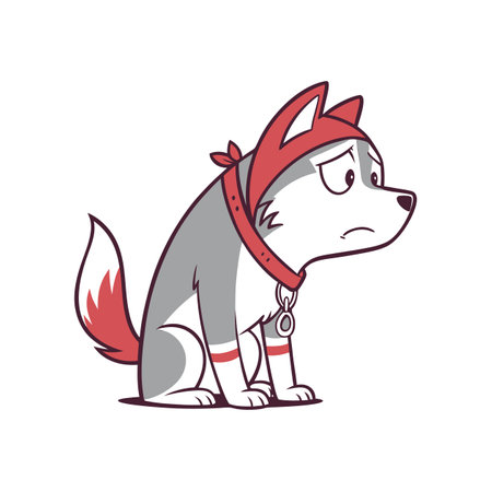 Husky in Drowsy Genealogy Sceneのイラスト素材