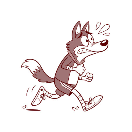 Husky Jogging in Painful Sceneのイラスト素材