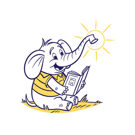 Reading Elephant's Weak Journeyのイラスト素材