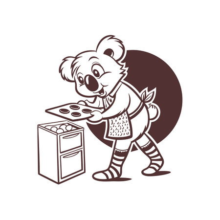 Eager Koala Baking in Illustrationのイラスト素材