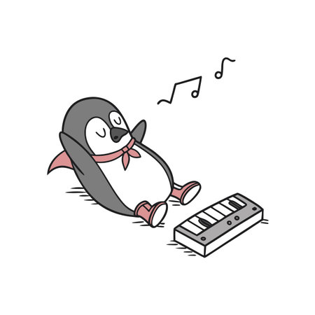 Penguin Piano Illustration for Creative Projectsのイラスト素材