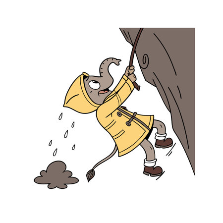Vivid Elephant Rock Climbing Illustration for Creativesのイラスト素材