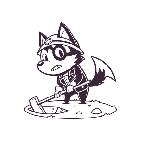 Husky Spelunking Illustration for Creative Projectsのイラスト素材