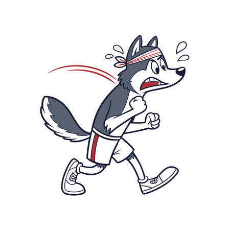Husky in Pain Jogging Illustrationのイラスト素材