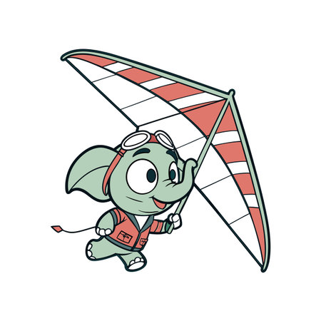 Vivid Elephant Hang Gliding Illustration for Creativesのイラスト素材