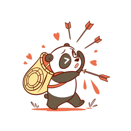 Panda Darts Challenge in Unconscious Stateのイラスト素材