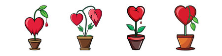 Broken heart plant in pot with tearのイラスト素材