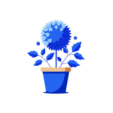 Blue potted flower illustration, modern design, graphicのイラスト素材