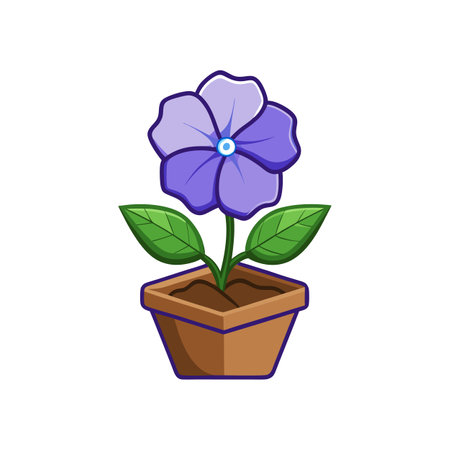 Cartoon Purple Flower in Pot Illustrationのイラスト素材