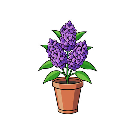 Cartoon purple hyacinth flower in a potのイラスト素材
