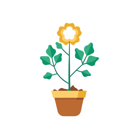 Flower in a Pot Vector Flat Illustrationのイラスト素材