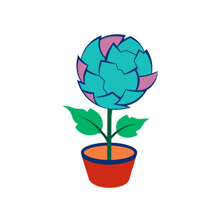 Abstract Artichoke Plant Illustration in a Potのイラスト素材