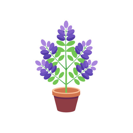 Purple Flower in Pot Illustration, Floral Designのイラスト素材