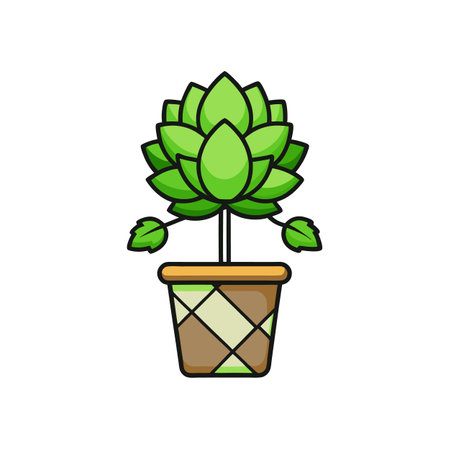 Cartoon Potted Succulent Plant Illustrationのイラスト素材