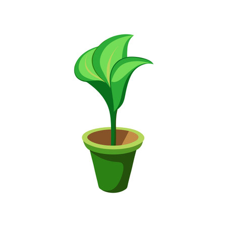 Green Plant in Pot Vector Illustrationのイラスト素材
