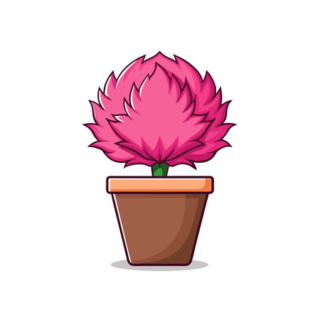 Pink Topiary Plant in Pot Illustrationのイラスト素材
