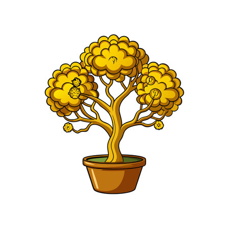 Golden Potted Plant Illustration for Creative Projectsのイラスト素材