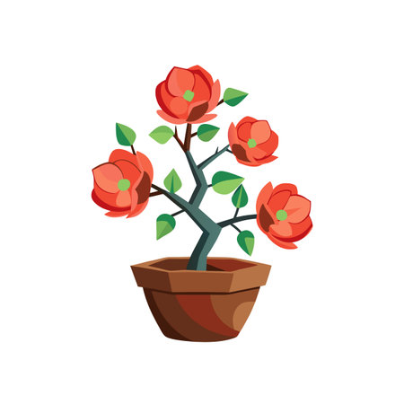 Potted Coral Flowers - Illustration Style Imageのイラスト素材
