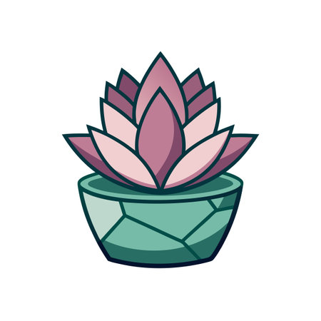 Cute Potted Succulent Illustration in Pink and Greenのイラスト素材