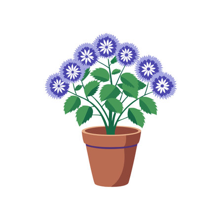 Blue Flowers in Pot Vector Illustrationのイラスト素材