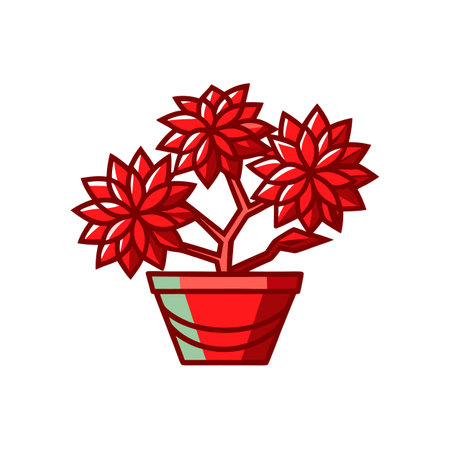 Red Potted Plant - Vector Illustration Styleのイラスト素材