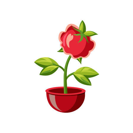 Cartoon Flower in Pot Illustration Isolatedのイラスト素材
